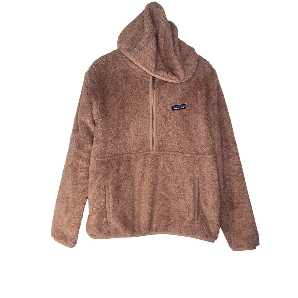 Patagonia Los Gatos Hooded Pullover Fleece 1/4 Zip Pink Large Fall Gorpcore Cozy